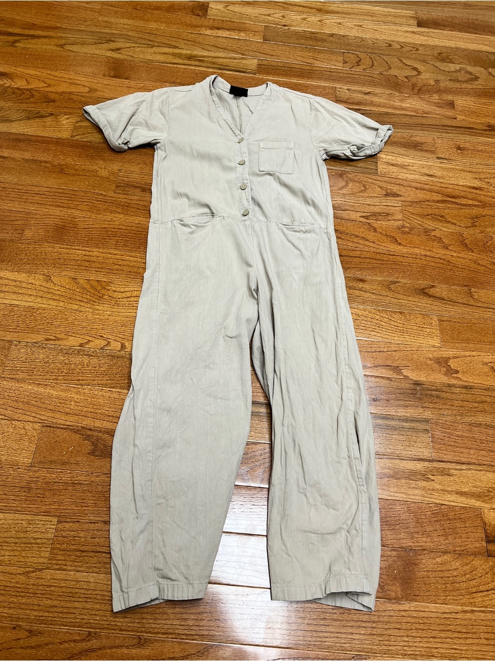 Light tan Women's Button-Front Jumpsuit monki brand